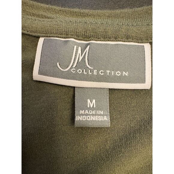 JM Collection Olive Green 3/4 Sleeve Top - Sz M - Picture 9 of 10